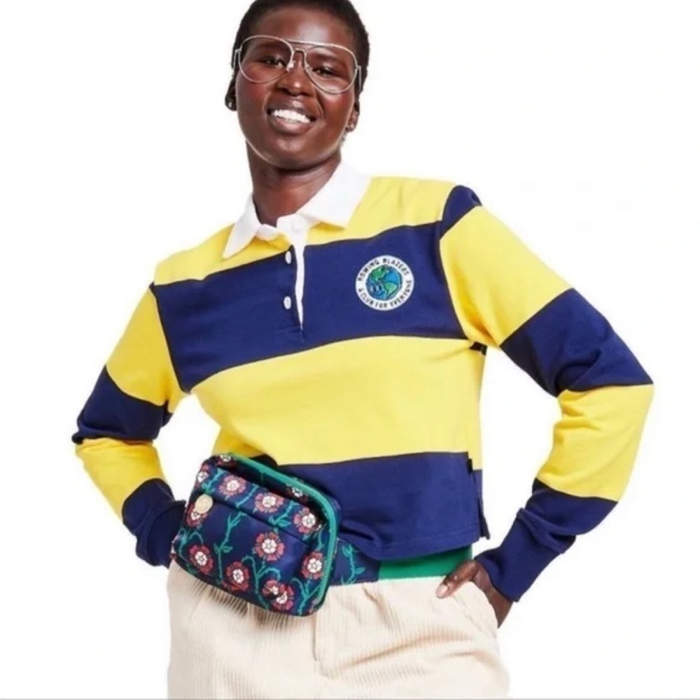 Rowing Blazers navy rose print belt bag
